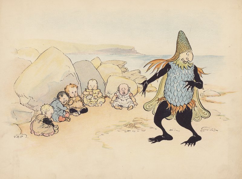 Illustratie voor Little Twin Dragons door S Rosamond Praeger (kleurenlitho) door Sophia Rosamond Praeger
