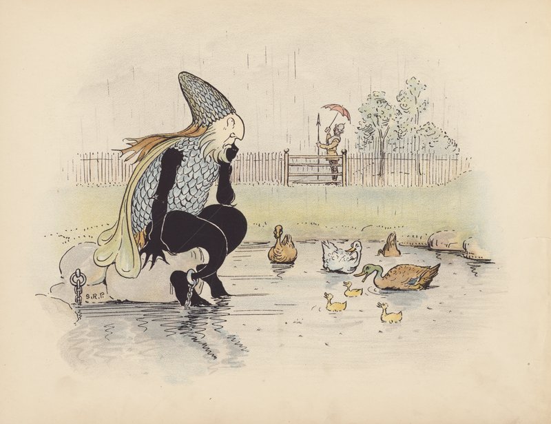 Illustratie voor Little Twin Dragons door S Rosamond Praeger (kleurenlitho) door Sophia Rosamond Praeger