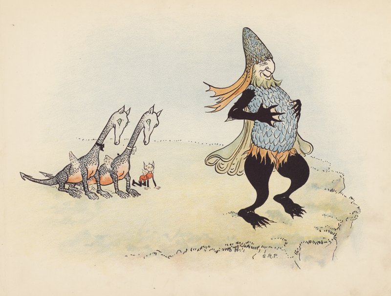 Illustratie voor Little Twin Dragons door S Rosamond Praeger (kleurenlitho) door Sophia Rosamond Praeger