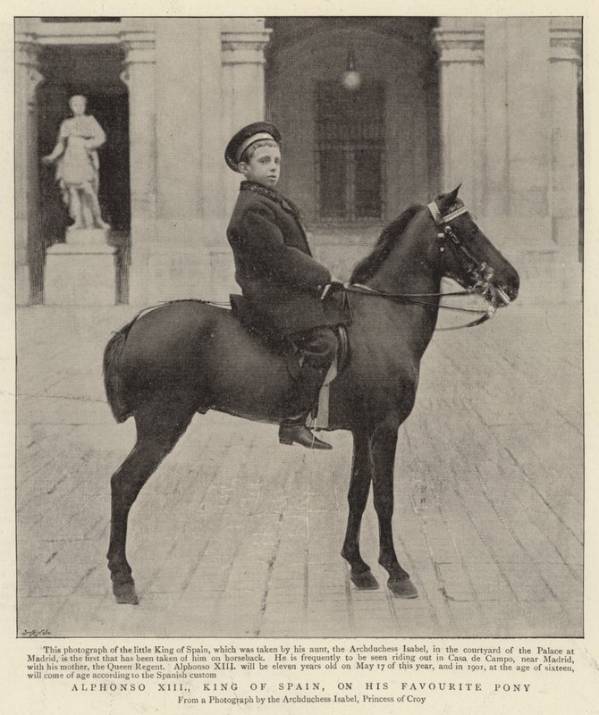 Alphonso XIII, Koning van Spanje, op zijn Favoriete Pony door Spanish Photographer