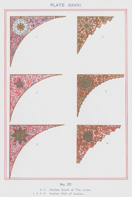 Bogen, Hof van de Leeuwen, Bogen, Hal van Justitie (kleur litho) door Spanish School