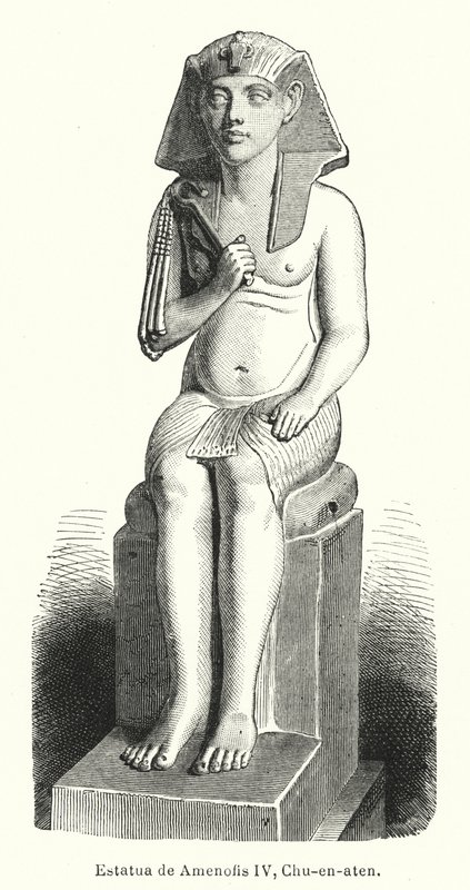 Standbeeld van de oude Egyptische farao Amenhotep IV (Akhenaten) door Spanish School