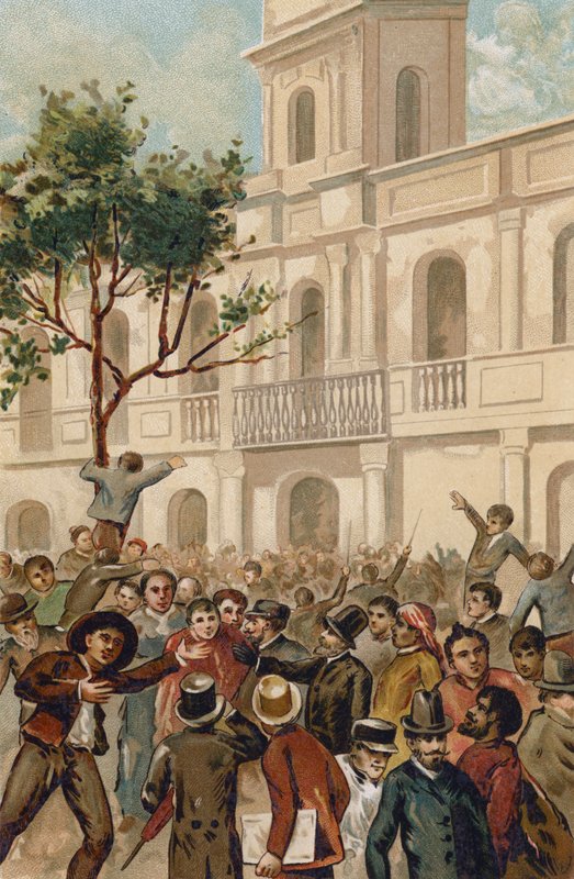 Opstand tegen president Juarez Celman van Argentinië, Buenos Aires, 1890 door Spanish School