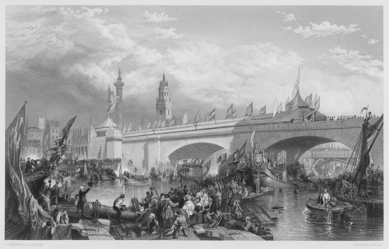 De opening van de Nieuwe London Bridge, uit de koninklijke collectie door Stanfield