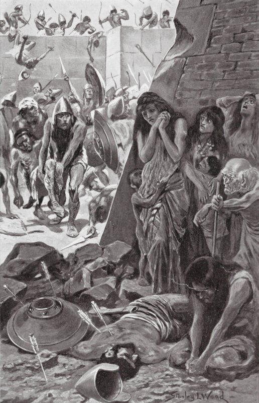 Tyrus belegerd door Nebukadnezar van Babylon door Stanley L. (after) Wood