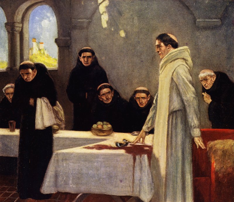 Sint-Benedictus en de monniken door Stephen Reid