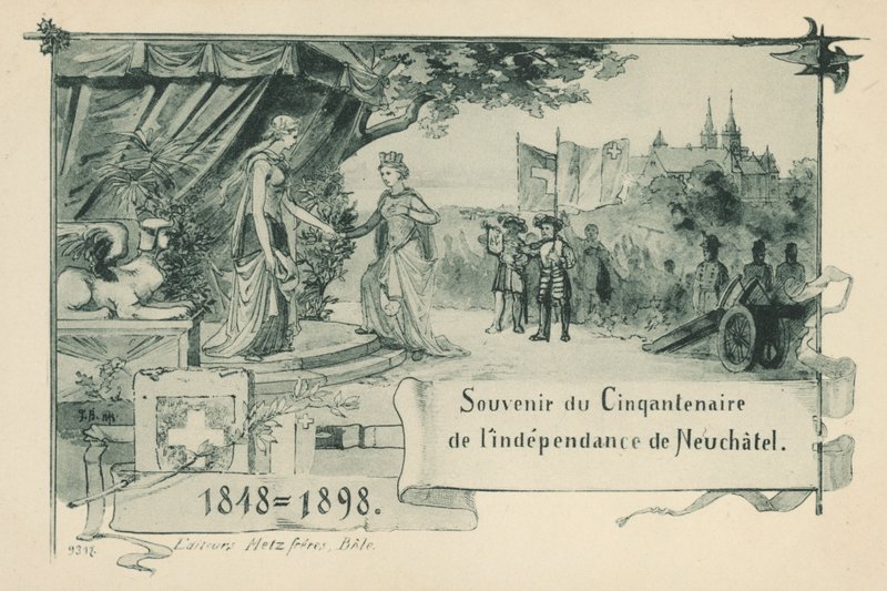 Vijftigjarig jubileum van Neuchatel als republiek binnen de Zwitserse Confederatie in 1848 door Swiss School