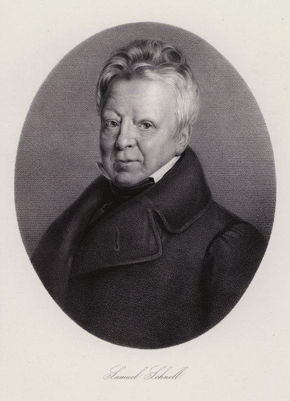 Samuel Ludwig Schnell, Zwitsers advocaat (gravure) door Swiss School