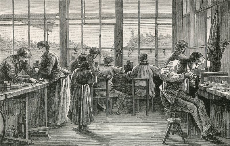 Horlogemakerswerkplaats in La Chaux-de-Fonds door Swiss School