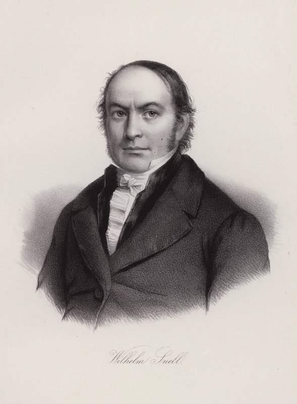 Wilhelm Snell, Zwitsers professor en politicus (gravure) door Swiss School
