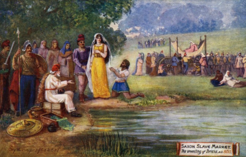 Saksische slavenmarkt, de onthulling van Britis, AD 800 door Sydney Herbert