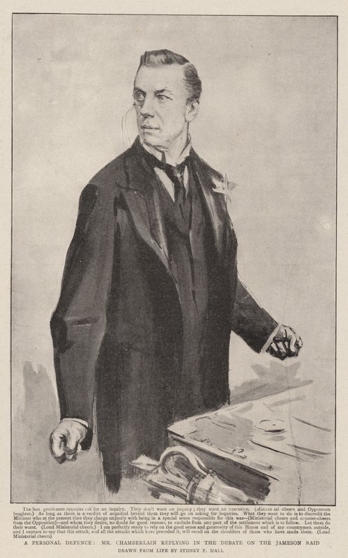Een Persoonlijke Verdediging, Mr Chamberlain antwoordt in het Debat over de Jameson Raid door Sydney Prior Hall