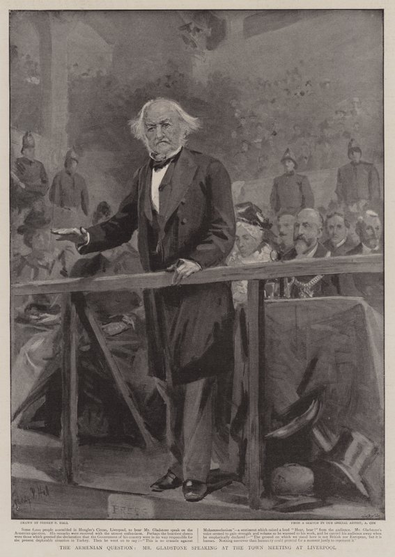 Een Armeense kwestie, Mr Gladstone spreekt op de stadsvergadering in Liverpool door Sydney Prior Hall