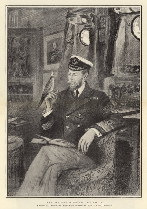 Zijne Koninklijke Hoogheid de Hertog van Cornwall en York, K G door Sydney Prior Hall