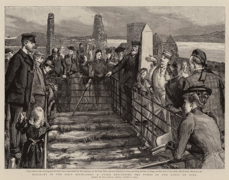 Vakanties in de Westelijke Hooglanden, een gids die de graven van de koningen op Iona beschrijft door Sydney Prior Hall