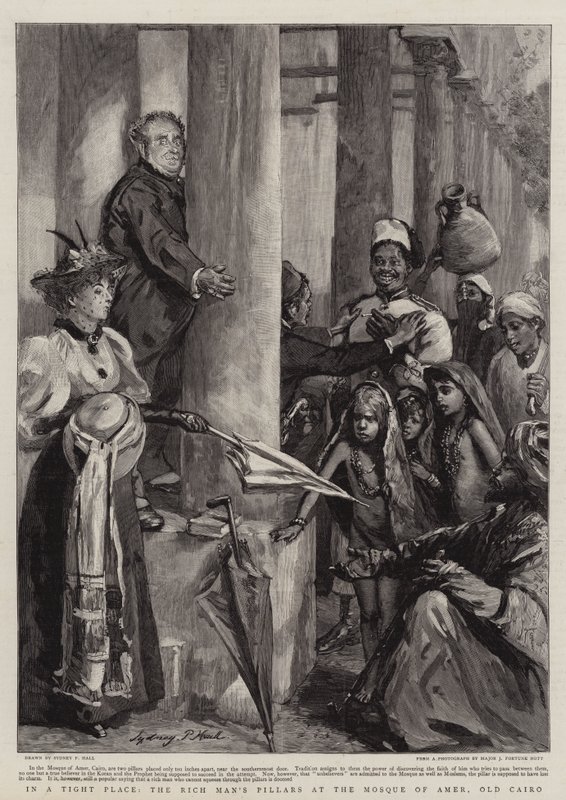 In een Krappe Plaats, de Zuilen van de Rijke Man bij de Moskee van Amer, Oud Caïro door Sydney Prior Hall
