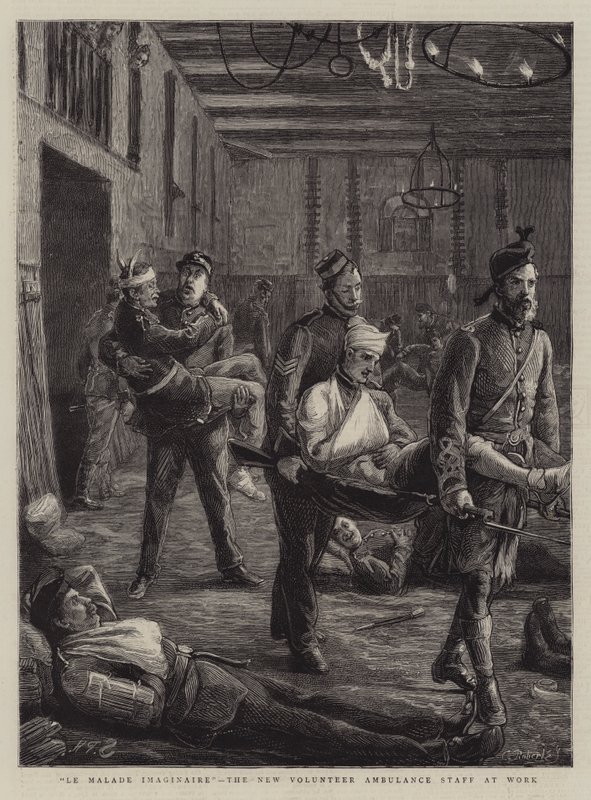 Le Malade Imaginaire, het nieuwe vrijwillige ambulanceteam aan het werk door Sydney Prior Hall