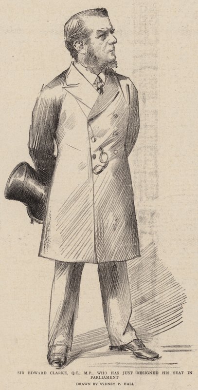 Sir Edward Clarke, QC, MP, die net zijn Zetel in het Parlement heeft Neergelegd door Sydney Prior Hall