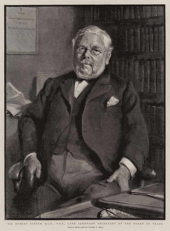 Sir Robert Giffen, KCB, FRS, Voormalig Assistent-Secretaris van de Board of Trade door Sydney Prior Hall