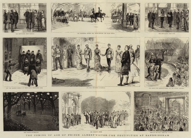 De Volwassenwording van Prins Albert Victor, de Festiviteiten in Sandringham door Sydney Prior Hall
