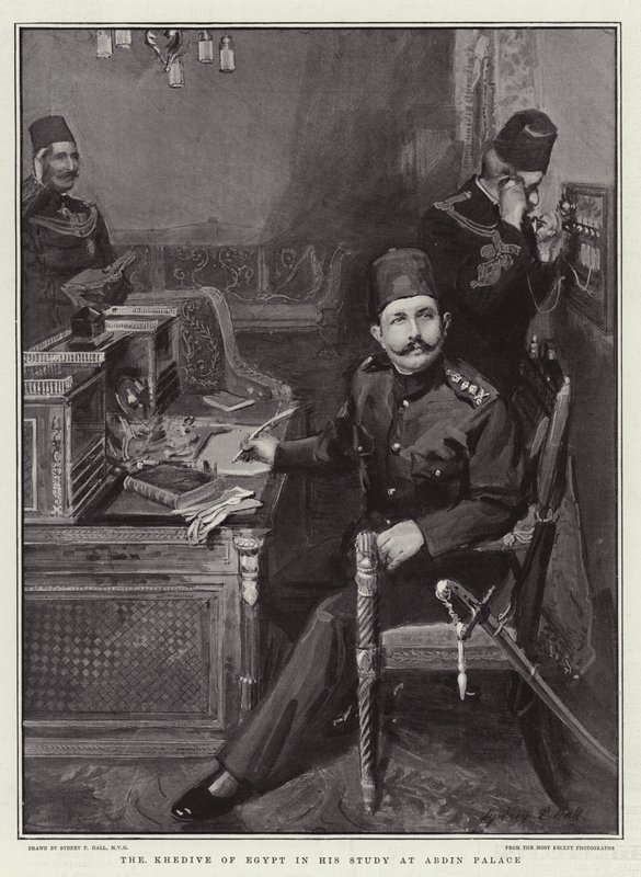 De Khedive van Egypte in zijn Studie in het Abdin Paleis door Sydney Prior Hall