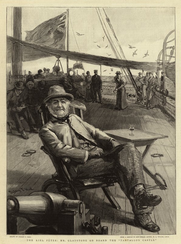De Kiel-feesten, Mr Gladstone aan boord van de Tantallon Castle door Sydney Prior Hall
