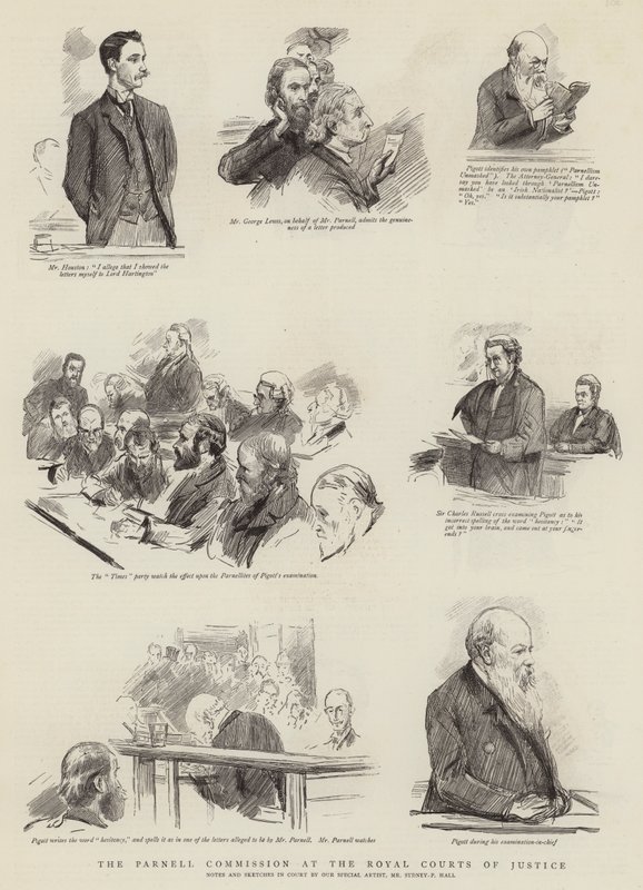 De Parnell Commissie bij de Royal Courts of Justice door Sydney Prior Hall