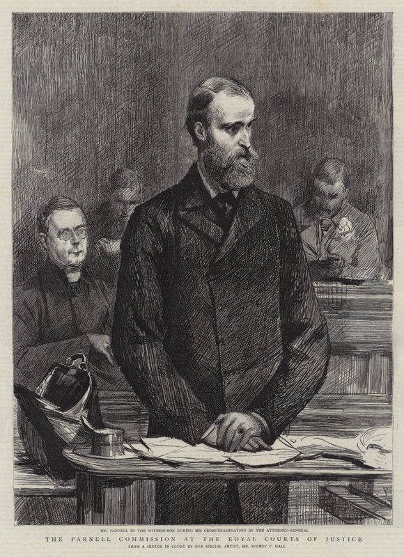 De Parnell Commissie in de Royal Courts of Justice door Sydney Prior Hall
