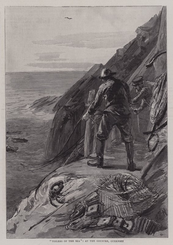 Arbeiders van de zee, bij de Gouffre, Guernsey door Sydney Prior Hall