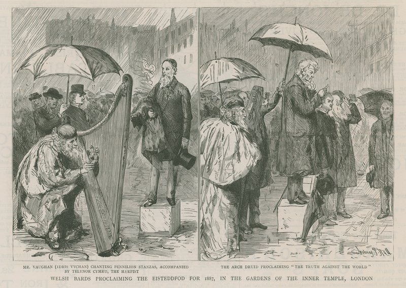 Welshe Barden Verkondigen de Eisteddford voor 1887 door Sydney Prior Hall