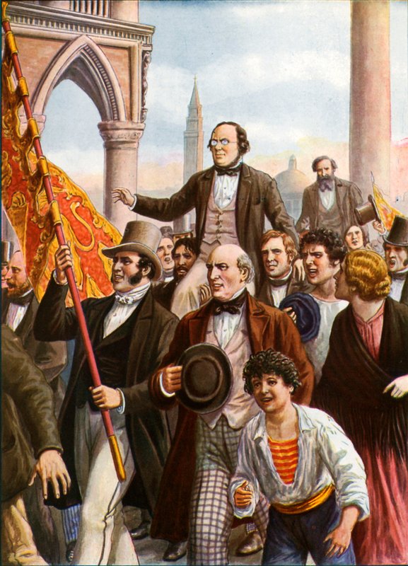 Daniele Manin en Niccolo Tommaseo vrijgelaten uit de gevangenis 18 maart 1848 door Tancredi Scarpelli