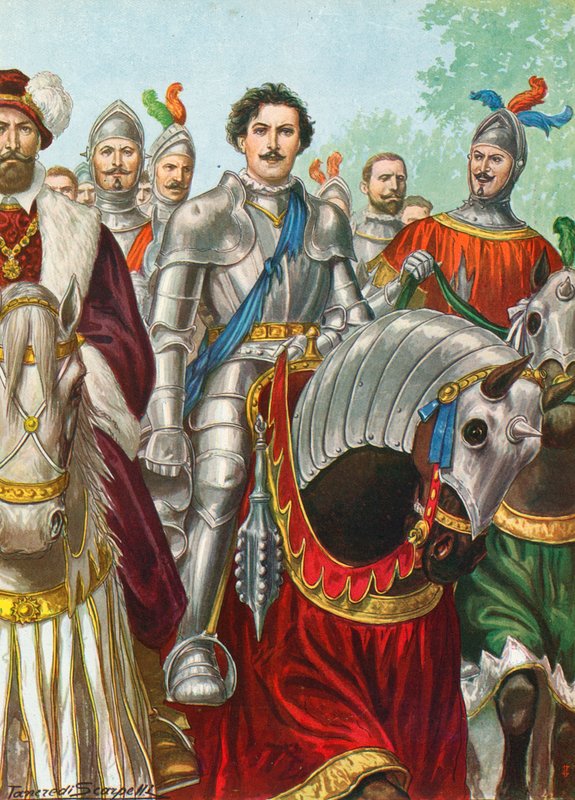 Ettore Fieramosca na de slag bij Barletta in 1503 door Tancredi Scarpelli