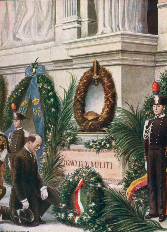Hulde door il Duce bij het graf van de onbekende soldaat door Tancredi Scarpelli
