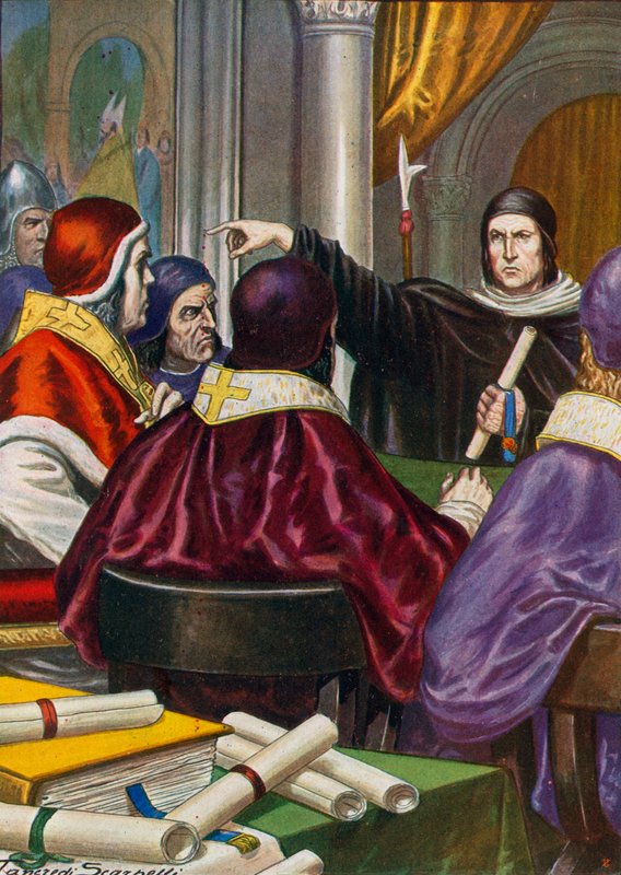 Roland van Parma brengt een brief voor Paus Gregorius VII van Hendrik IV, Heilige Roomse Keizer door Tancredi Scarpelli