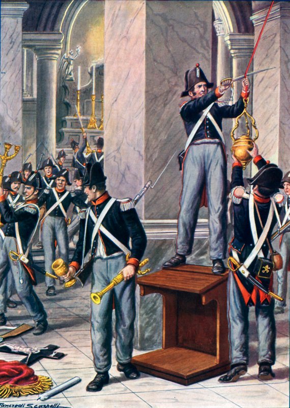 De plundering van Cesena door pauselijke soldaten, 1832 door Tancredi Scarpelli