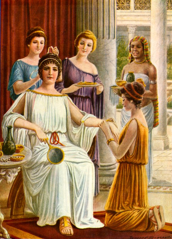 Toilette van een vrouw in het oude Rome door Tancredi Scarpelli