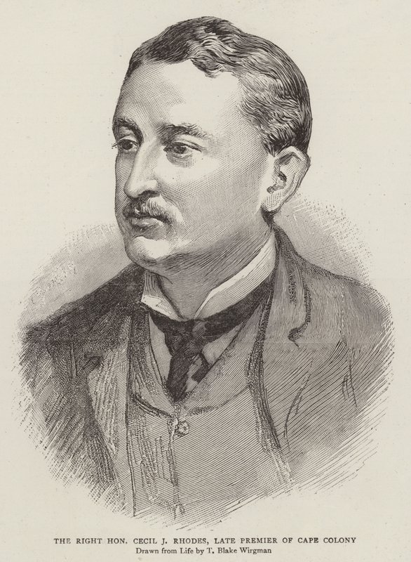 De zeer eerbiedwaardige Cecil J Rhodes, voormalig premier van Kaapkolonie door Theodore Blake Wirgman