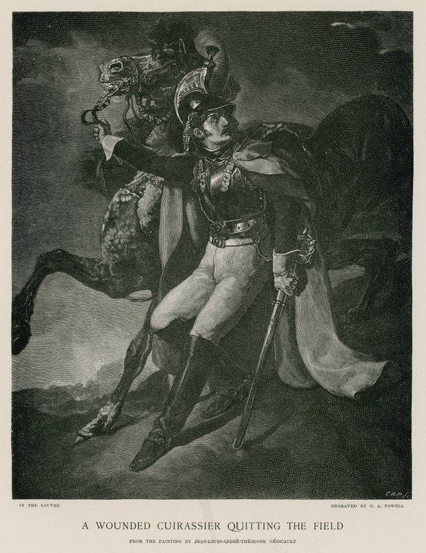 Een gewonde kurassier verlaat het veld door Theodore Gericault