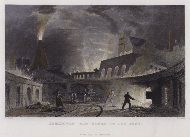 Lymington IJzerwerken, aan de Tyne door Thomas Allom