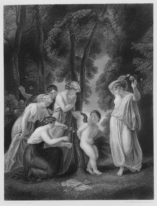 Gebonden Cupido, van het schilderij in de Vernon Gallery door Thomas Stothard