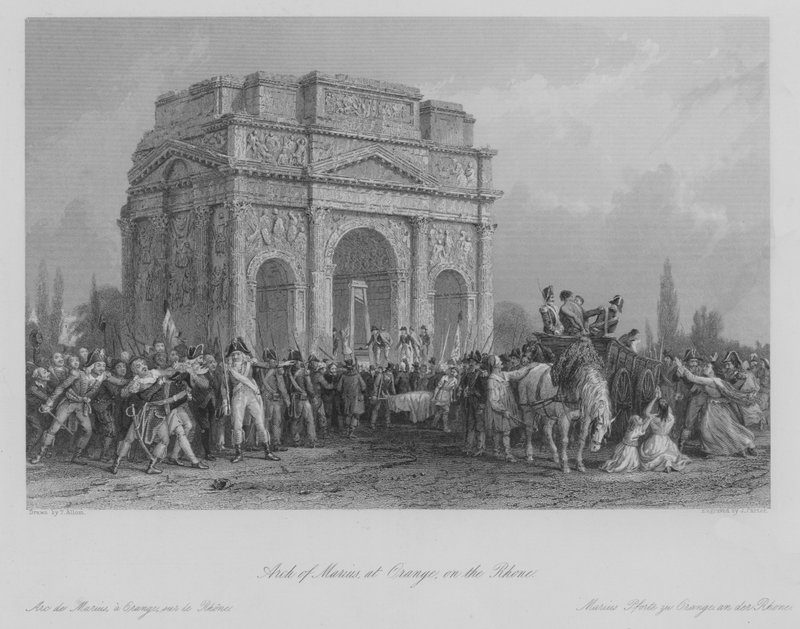 Boog van Marius, in Orange, aan de Rhône (gravure) door Thomas (after) Allom