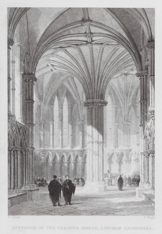 Interieur van het kapittelhuis, Lincoln Cathedral (gravure) door Thomas (after) Allom