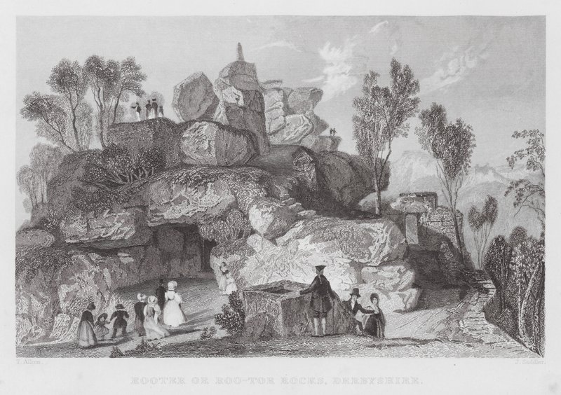 Rooter of Roo-tor Rotsen, Derbyshire (gravure) door Thomas (after) Allom