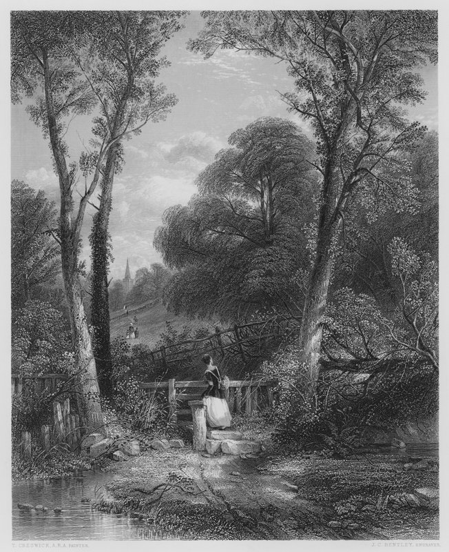 De Weg naar de Kerk, uit het schilderij in de Vernon Gallery (gravure) door Thomas (after) Creswick
