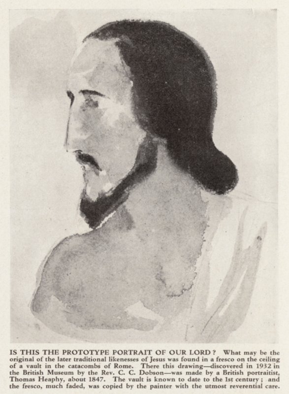 Portret van Jezus Christus uit de catacomben van Rome door Thomas (after) Heaphy