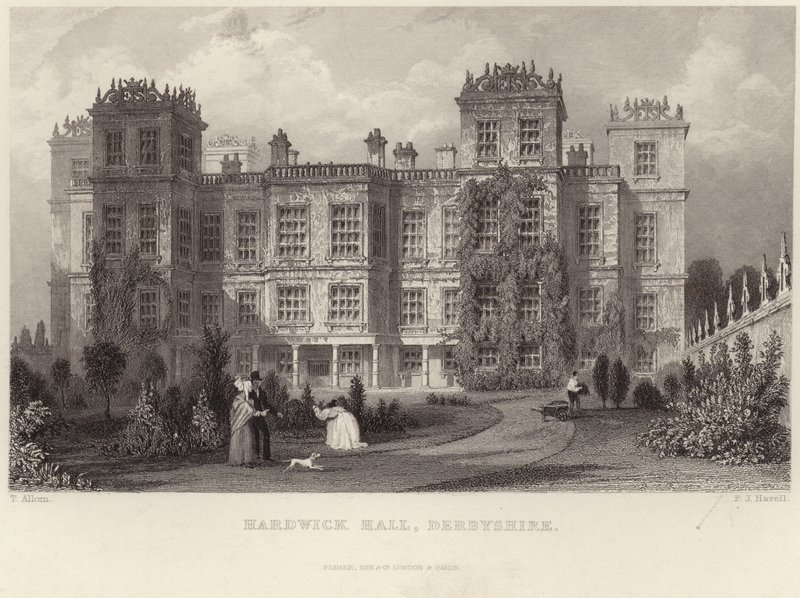 Hardwick Hall in Derbyshire door Thomas Allom