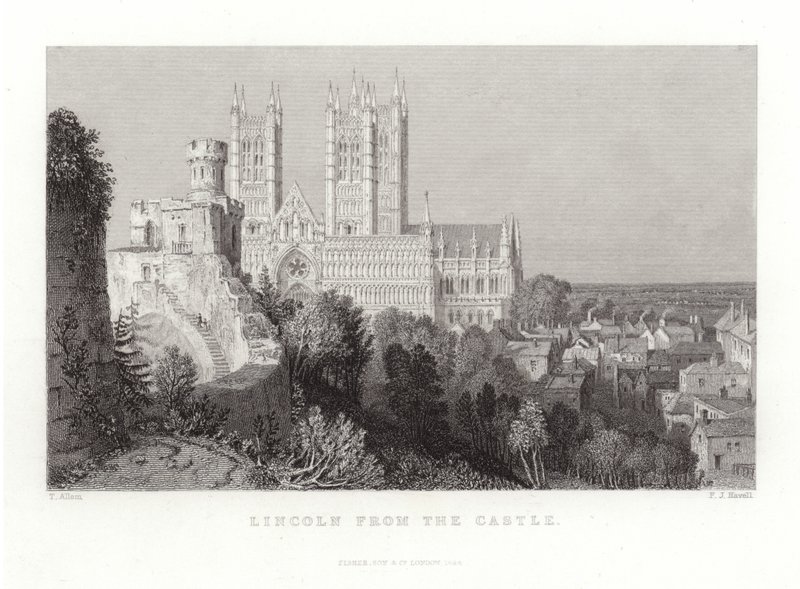 Lincoln vanuit het kasteel door Thomas Allom