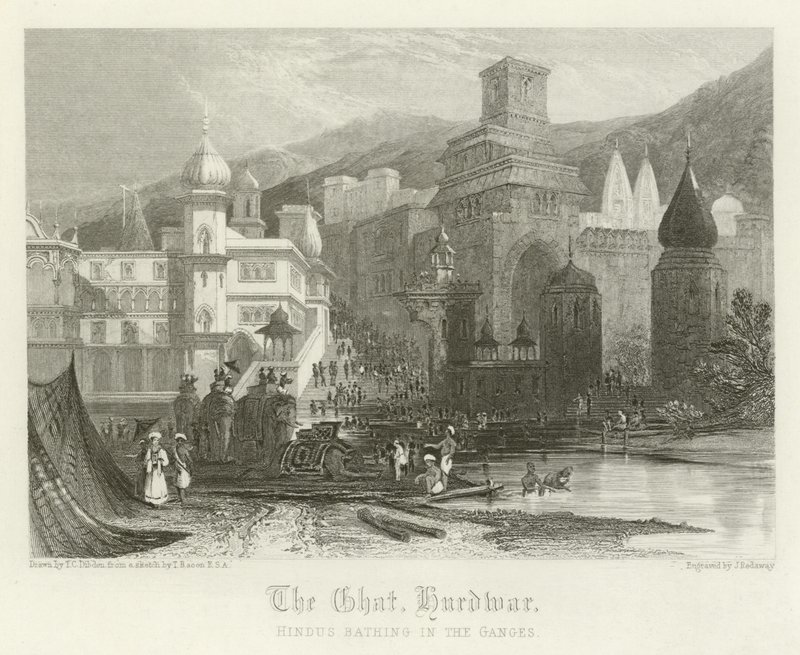De ghat, Hurdwar, India door Thomas Colman Dibdin