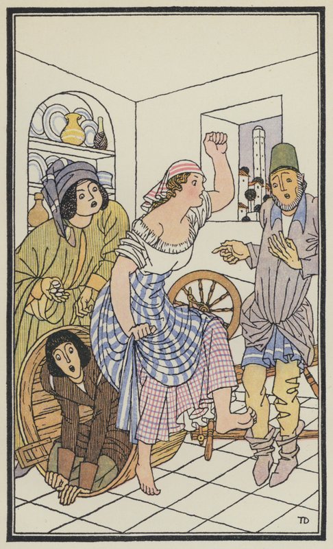Illustratie voor De Decameron van Boccaccio (kleurenlitho) door Thomas Derrick