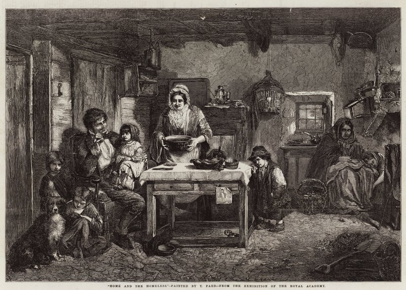 Thuis en de daklozen door Thomas Faed